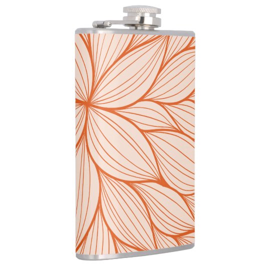 Orange Blumenmuster Flachmann (Rechts)