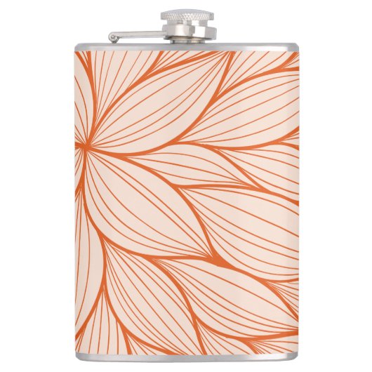 Orange Blumenmuster Flachmann (Vorderseite)