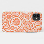 Orange Blumenpaisley-Monogramm-Muster Case-Mate iPhone Hülle (Rückseite (Horizontal))