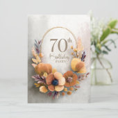Orange Blumig 70. Geburtstagsfeier Einladung (Stehend Vorderseite)