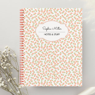 Orange Blumige Kokette Individuelle Personalisiert Notizblock