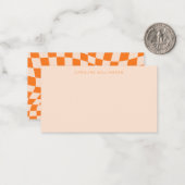 Orange Blush Abstrakt Checkerboard Individuelle Na Mitteilungskarte (Vorderseite/Rückseite Beispiel)