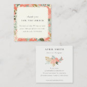 Orange Blush Aquamarin Ambrosia Floral Vielen Dank Quadratische Visitenkarte (Vorne/Hinten)