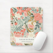 Orange Blush Aquamarin Blue Green Lace Ambrosia Fl Mousepad (Mit Mouse)