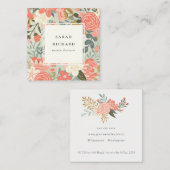 Orange Blush Aquamarin Blue Green Lace Ambrosia Fl Quadratische Visitenkarte (Vorne/Hinten)