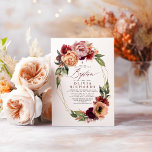 Orange Blush Burgundy Red Floral Fall Baptisse Einladung<br><div class="desc">Orange- und bordeauxrote Blume in Erdtönen fallen in Taufe</div>