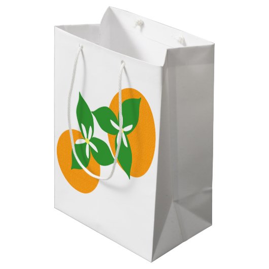 Orange Blüte Mittlere Geschenktüte (Vorderseite Schrägansicht)