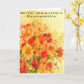 Orange Blüten Herzklopfen Beileid Karte (Gelbe Blume)