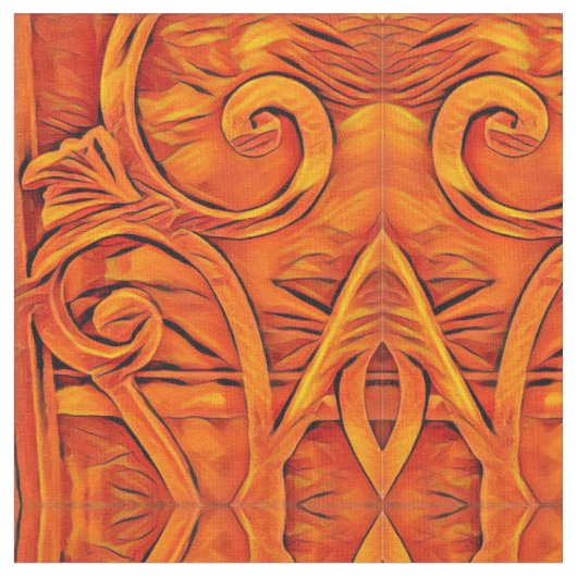 Orange BoHo Abstrakt Stoff (Nahaufnahme)