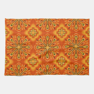Orange Boho Abstrakte Blume Muster dekorativ Geschirrtuch