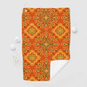 Orange Boho Abstrakte Blume Muster dekorativ Golfhandtuch (Insitu)