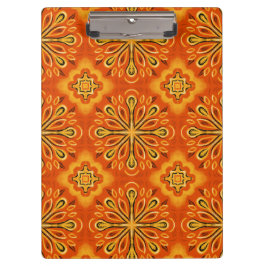Orange Boho Abstrakte Blume Muster dekorativ Klemmbrett