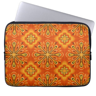 Orange Boho Abstrakte Blume Muster dekorativ Laptopschutzhülle
