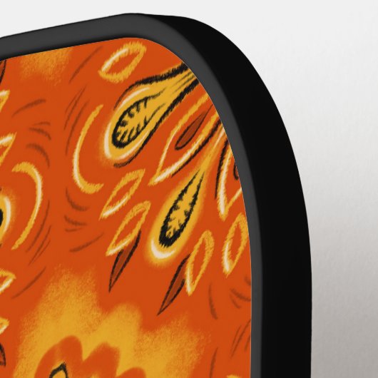 Orange Boho Abstrakte Blume Muster dekorativ Pickleball Schläger (Linke Seite)