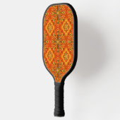 Orange Boho Abstrakte Blume Muster dekorativ Pickleball Schläger (Links)