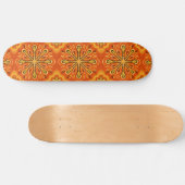 Orange Boho Abstrakte Blume Muster dekorativ Skateboard (Horizontal)