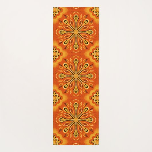 Orange Boho Abstrakte Blume Muster dekorativ Yogamatte (Rückseite)
