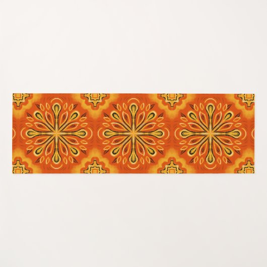 Orange Boho Abstrakte Blume Muster dekorativ Yogamatte (Vorderseite (Horizontal))
