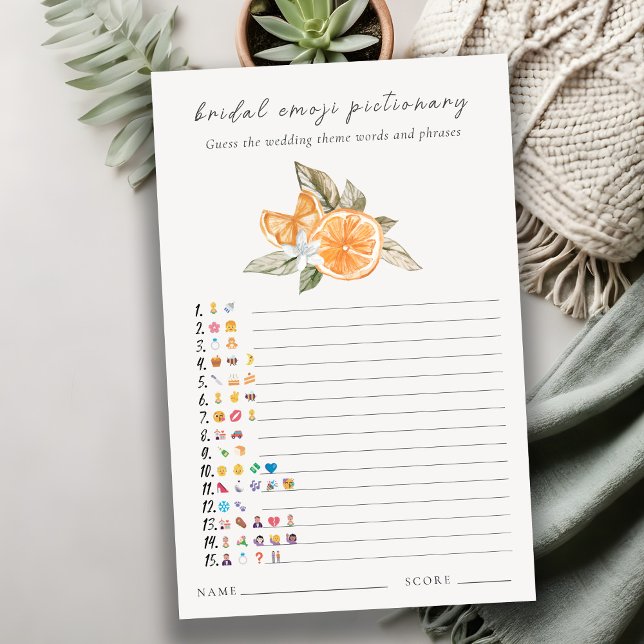 Orange Boho Brautparty Emoji Pictionary Game (Von Creator hochgeladen)