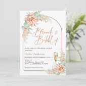 Orange Boho Cactus Brunch Bubbly Brautparty Einladung (Stehend Vorderseite)