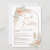 Orange Boho Cactus Lunch and Bubbly Brautparty Einladung (Vorderseite)