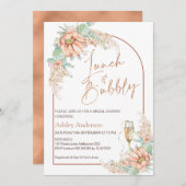 Orange Boho Cactus Lunch and Bubbly Brautparty Einladung (Vorne/Hinten)