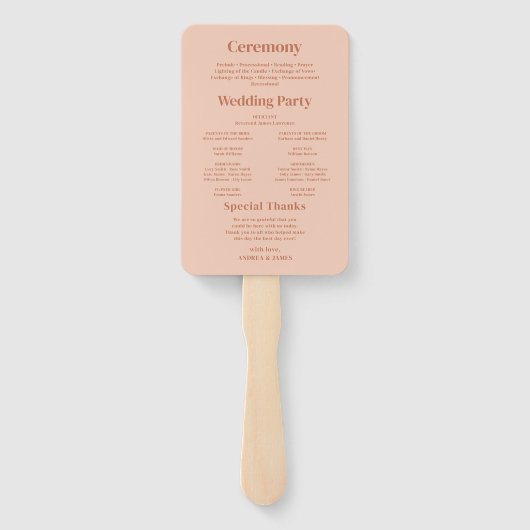 Orange Boho Disco Foto Wedding Programm Fächer (Rückseite)