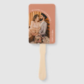 Orange Boho Disco Foto Wedding Programm Fächer (Vorderseite)