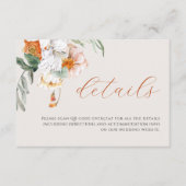 Orange Boho Fall Floral QR Code Hochzeitdetails Begleitkarte (Vorderseite)