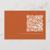 Orange Boho Fall Floral QR Code Hochzeitdetails Begleitkarte (Rückseite)