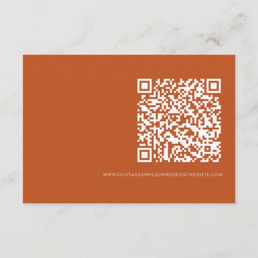 Orange Boho Fall Floral QR Code Hochzeitdetails Begleitkarte (Rückseite)