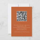 Orange Boho Fall Floral QR Code Wedding RSVP Card Karte (Rückseite)