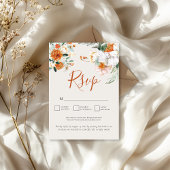 Orange Boho Fall Floral QR Code Wedding RSVP Card Karte