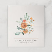 Orange Boho Fall Floral Wedding Platzkarte (Außenseite Aufgefaltet)