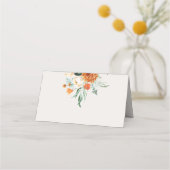 Orange Boho Fall Floral Wedding Platzkarte (Rückseite)
