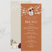 Orange Boho Floral Wedding Menükarte (Vorne/Hinten)