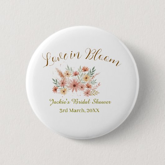 Orange Boho-Liebe-in-Bloom-Junggesellinnenabschied Button (Vorderseite)