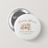 Orange Boho-Liebe-in-Bloom-Junggesellinnenabschied Button (Vorne & Hinten)