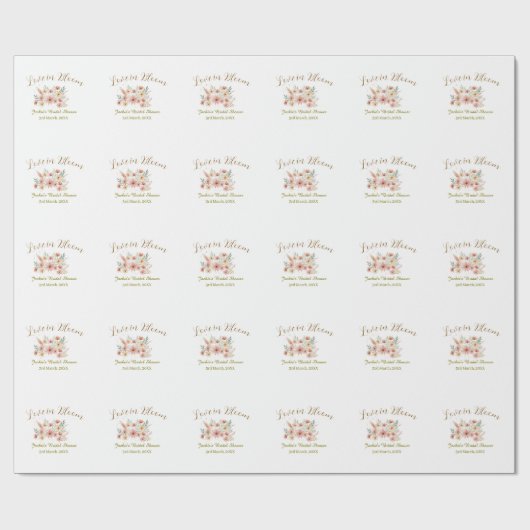 Orange Boho-Liebe-in-Bloom-Junggesellinnenabschied Geschenkpapier (Flach)