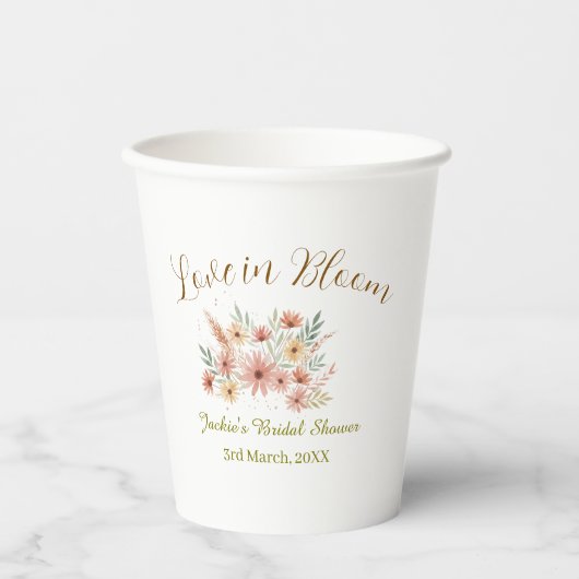 Orange Boho-Liebe-in-Bloom-Junggesellinnenabschied Pappbecher (Vorderseite)