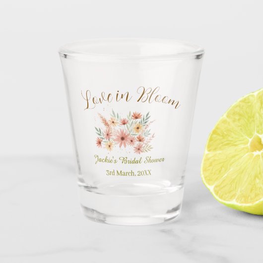 Orange Boho-Liebe-in-Bloom-Junggesellinnenabschied Schnapsglas (Vorderseite)
