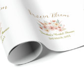 Orange Boho Liebe in Blüte Brautparty Name Retro Geschenkpapier (Rolleneckpunkt)