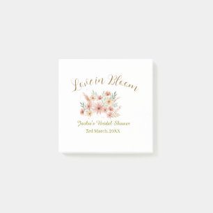 Orange Boho Liebe in Blüte Brautparty Name Retro Post-it Klebezettel