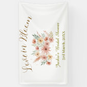 Orange boho love in Bloom bridal shower name retro Banner (Vertikal)