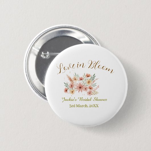 Orange boho love in Bloom bridal shower name retro Button (Vorne & Hinten)