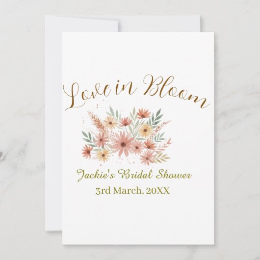 Orange boho love in Bloom bridal shower name retro Einladung (Vorderseite)