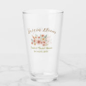 Orange boho love in Bloom bridal shower name retro Glas (Rückseite)