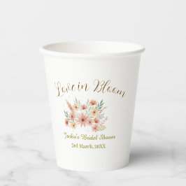 Orange boho love in Bloom bridal shower name retro Pappbecher