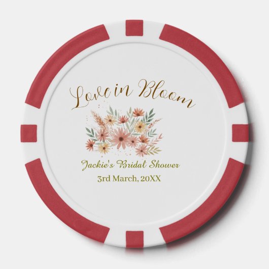 Orange boho love in Bloom bridal shower name retro Pokerchips (Vorderseite)