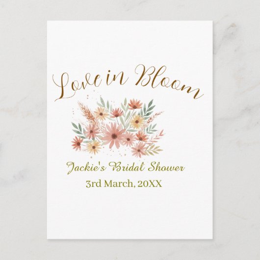 Orange boho love in Bloom bridal shower name retro Postkarte (Vorderseite)